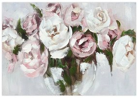 Πίνακας σε Καμβά Flower FL35301 Fylliana Μπέζ - Ρόζ και Λευκό 100x3x70εκ.