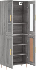 vidaXL Ντουλάπι Γκρι Sonoma 69,5 x 34 x 180 εκ. Επεξεργασμένο Ξύλο