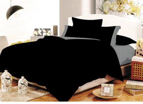 Σετ Σεντόνια ΚΟΜΒΟΣ Cotton Line Black - Grey Μονόχρωμα με Φάσα Διπλά με λάστιχο 150x200+20