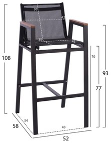 Σκαμπό Μπαρ C5790.02 Ανθρακί Αλουμινίου με Polywood 52x58x108 εκ. 52x58x108 εκ.