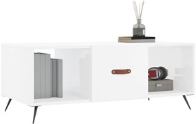 vidaXL Τραπεζάκι Σαλονιού Γυαλ. Λευκό 102x50x40 εκ. Επεξεργ. Ξύλο