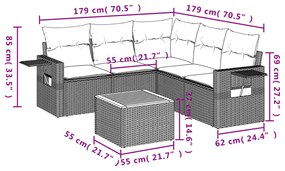 vidaXL Σετ Καναπέ Κήπου 6 τεμ. Μικτό Μπεζ Συνθετικό Ρατάν με Μαξιλάρια