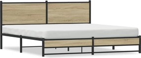 vidaXL Σκελετός Κρεβ. Χωρίς Στρώμα Sonoma Δρυς 183x213 εκ. Μεταλλικό