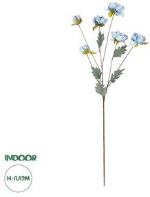 GloboStar® Artificial Garden SKY BLUE PAEONIA BRANCH 21306 Τεχνητό Διακοσμητικό Κλαδί Παιώνιας Μπλέ Y82cm