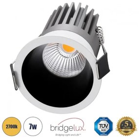 Χωνευτό Σποτ Downlight LED TrimLess 7W Λευκό-Μαύρο Θερμό 2700K MICRO-B 60241 Globostar 60241 Λευκό