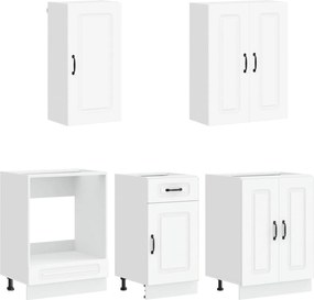vidaXL Μονάδα κουζίνας KALMAR 5 pcs Λευκό Επεξεργασμένο Ξύλο