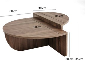 Τραπεζάκι Σαλονιού Καρυδί MEVAL 90x60x30
