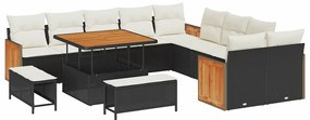 vidaXL Σετ Καναπέ Κήπου 13 pcs Μαύρο, Κρέμα 100 x 100 x 71 cm