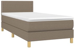 vidaXL Κρεβάτι Boxspring με Στρώμα Taupe 90x200 εκ. Υφασμάτινο