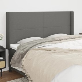 Κεφαλάρι με Πτερύγια Σκούρο Γκρι 183x16x118/128 εκ. Υφασμάτινο - Γκρι