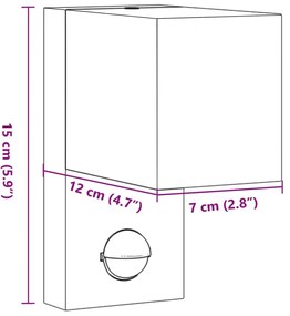 Φωτιστικό Τοίχου Εξωτερ. Χώρου με Αισθητήρα Μαύρο Χυτό Αλουμ. - Μαύρο