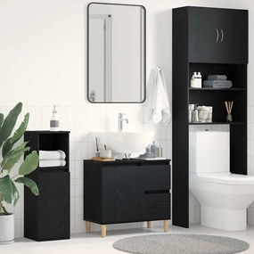 vidaXL Ντουλάπι νεροχύτη Μαύρη Δρυς 65x33x60 εκ Επεξεργασμένο ξύλο