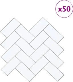 vidaXL Πλακάκι ψαροκόκαλο 50 τεμ. Λευκό Γκρι 30 x 30 cm
