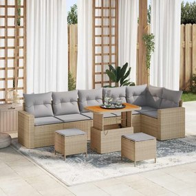vidaXL Σετ Καναπέ Κήπου 9 pcs Μπεζ συνθετικό ρατάν