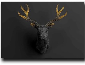 Πίνακας Καμβάς 122RMF1220 100x70cm Gold-Black Wallity Οριζόντιοι Wood, Canvas