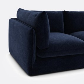 Τριθέσιος αρθρωτός καναπές με πουφ, από μελανζέ πολυεστέρα, MALO