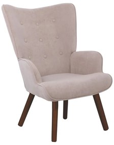 WOODWELL Ε7141,20ΚALMA Πολυθρόνα - Μπερζέρα Σαλονιού - Καθιστικού Καρυδί Ύφασμα Velure Ανοιχτό Καφέ,K/D 69x76x97cm Ε7141,20Κ