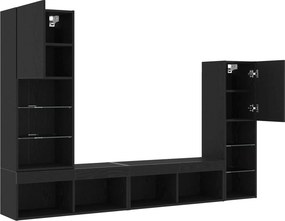 vidaXL Ντουλάπι TV 4 pcs Μαύρη δρυς Επεξεργασμένο ξύλο