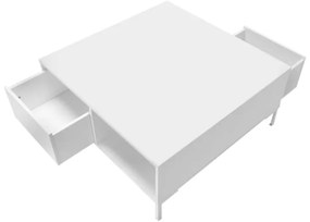 Τραπεζάκι σαλονιού Slide Megapap από μελαμίνη χρώμα λευκό 90x90x42εκ.