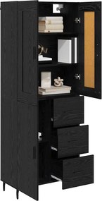 vidaXL Highboard με συρτάρι 2 pcs Μαύρη Οξυά Επεξεργασμένο ξύλο
