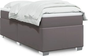 vidaXL Κρεβάτι Boxspring με Στρώμα Γκρι 100x200εκ. από Συνθετικό Δέρμα
