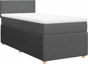 vidaXL Κρεβάτι Boxspring με Στρώμα Σκούρο Γκρι 90x190 εκ. Υφασμάτινο