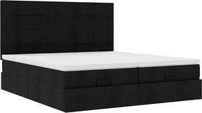 vidaXL Οθωμανικό Κρεβάτι με Στρώματα Μαύρο 200x200cm Ύφασμα