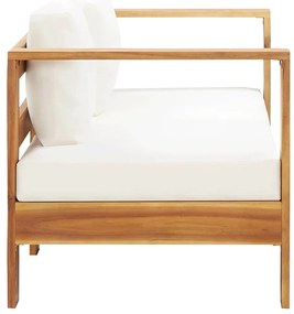 vidaXL Καναπές Κήπου με Μαξιλάρι Λευκό Κρεμ 140 εκ. Μασίφ Ξύλο Ακακίας