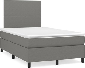 vidaXL Κρεβάτι Boxspring με Στρώμα Σκούρο Γκρι 120x200 εκ. Υφασμάτινο