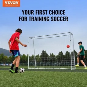 VEVOR Soccer Rebound Trainer, 8x6FT Iron Soccer Training Equipment, Sports Football Rebounder Wall with Double-Sided Rebounding Net &amp; Goal, Perfect for Backyard Practicing, Solo Training, Passing