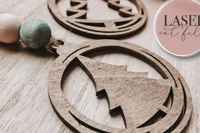 Σετ των 3 Intra απο ξύλο plywood 3mm-4mm πάχος Χριστουγεννιάτικα στολίδια για  Δίασταση 8x8 cm INTRAFABR-72014174