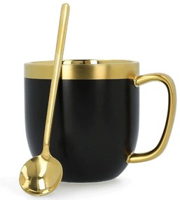Κούπα Με Κουτάλι Sinnes 162887 280ml Black-Gold Porcelain