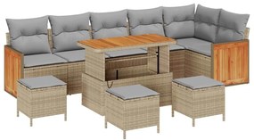 vidaXL Σετ Καναπέ Κήπου 10 pcs Μπεζ, Ανοιχτό γκρι 110 x 55 x 71 εκ