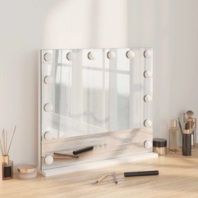 vidaXL Καθρέφτης Vanity LED Λευκό 50 x 10 x 44 εκ Γυαλί και Χάλυβας