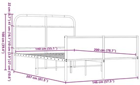 Πλαίσιο Κρεβατιού Χωρ. Στρώμα Καφέ Δρυς 140x200εκ. Επ. Ξύλο - Καφέ