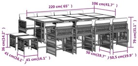 vidaXL Σετ Τραπεζαρίας Κήπου 13τεμ Μικτό Μπεζ Συνθ. Ρατάν με Μαξιλάρια