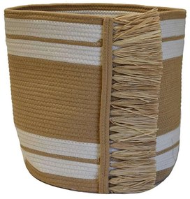 Καλάθι Με Κρόσια 00.06.67605 38x43cm Natural-White Cotton,Wicker