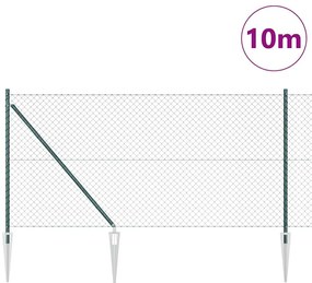 vidaXL Φράκτης από αλυσίδα με στύλους Πράσινο 1 x 10 m Ατσάλι