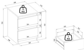 Κομοδίνο Breve Megapap χρώμα λευκό 39,8x41,8x55εκ.