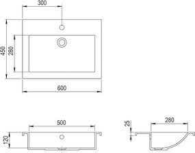 vidaXL Νιπτήρας Γκρι 600 x 450 x 120 χιλ. Γρανιτένιος