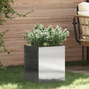 vidaXL Γλάστρα Κήπου Ασημί 50 x 32 x 40 εκ Ανοξείδωτο ατσάλι