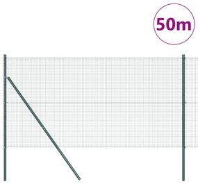 vidaXL Συρματόπλεγμα  με 13 Στυλίδια Πράσινο 1.2x50 μ Σχέδιο Μετάλλου