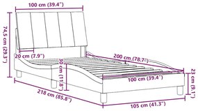 Σκελετός Κρεβατιού Χωρίς Στρώμα Μαύρο 100x200 εκ. Υφασμάτινο - Μαύρο