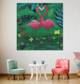 Παιδικός πίνακας σε καμβά με φλαμίνγκο KNV0414 40cm x 40cm