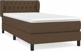 vidaXL Κρεβάτι Boxspring με Στρώμα Σκούρο Καφέ 100x200 εκ. Υφασμάτινο