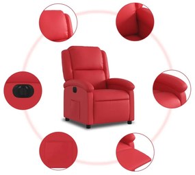 Πολυθρόνα Ανακλινόμενη Ηλεκτρική Κόκκινη από Συνθετικό Δέρμα - Κόκκινο