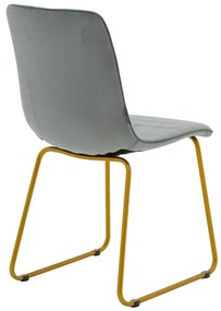Καρέκλα Amalia pakoworld βελούδο γκρι-χρυσό πόδι