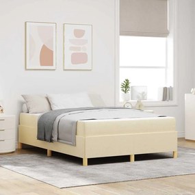 vidaXL Κρεβάτι με ελατήρια Κρέμα και Λευκό 160 x 200 cm ύφασμα