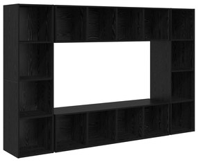vidaXL Σετ επίπλου τηλεόρασης Επιτοίχιο 4 pcs Μαύρο 37 x 37 x 142.5 εκ