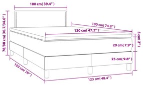 Κρεβάτι Boxspring με Στρώμα Μπλε 120x190 εκ. Υφασμάτινο - Μπλε